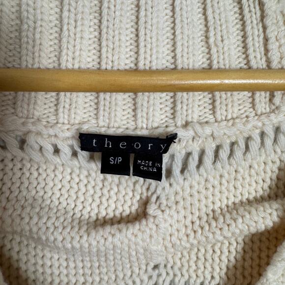 New Theory Cashmere Wool Cable Knit Sweater Vest Top Cream Small Winter Holiday - Picture 3 of 4